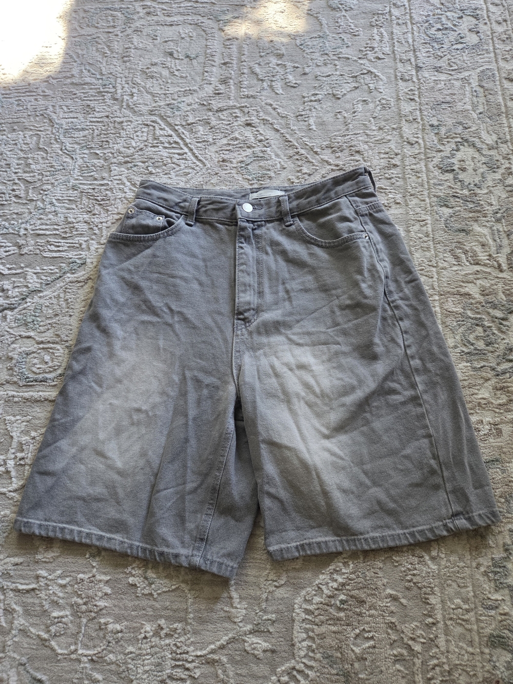 Washed OAK+FORT Gray Denim Jean Shorts